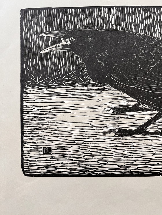 Image 1 of Jan Mankes 1889-1920 / Original Holzschnitt Schreiende Krähe 1918