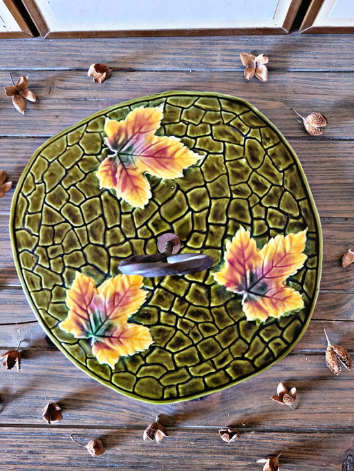 Käseplatte, kleine Dessertplatte Vintage in Barbotine Sarreguemines Modell Ismir