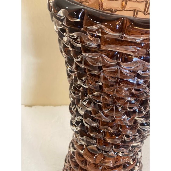 Image 1 of Contremporary" Rostrato" Fumè Tischlampe aus Muranoglas