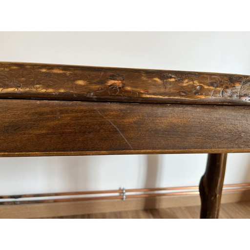 Brutalistischer Massivholztisch im Vintage-Stil