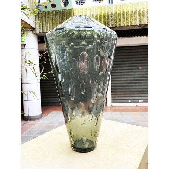 Image 1 of Paar Vasen aus rauchgrauem Muranoglas von Renzo Stellon by Salvatia murano, 2009