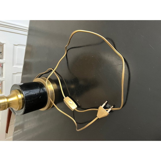 Image 1 of Vintage-Lampe aus schwarz lackiertem Metall und vergoldetem Metall für Delmas, 1970