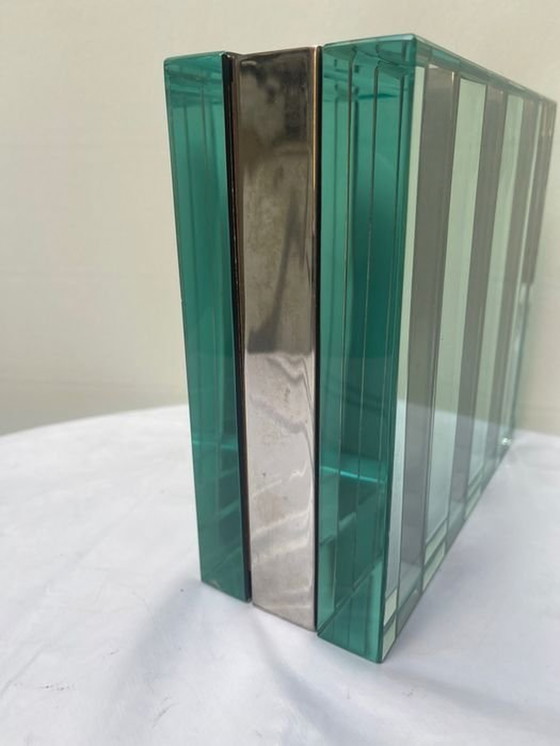 Image 1 of Vintage Vase dans le style de Gallotti & Radice - Kristall - Spiegel - Stahl - 1970