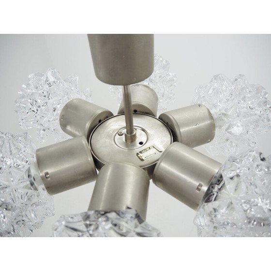 Image 1 of Vintage-Kronleuchter aus Nickel und Glas von Kamenicky Senov, Tschechoslowakei 1970