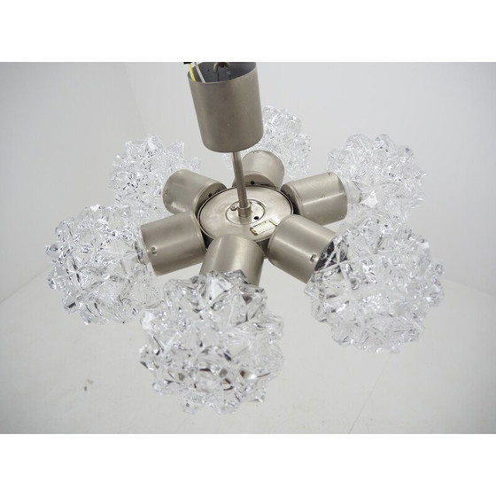 Image 1 of Vintage-Kronleuchter aus Nickel und Glas von Kamenicky Senov, Tschechoslowakei 1970