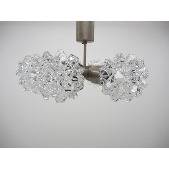 Image 1 of Vintage-Kronleuchter aus Nickel und Glas von Kamenicky Senov, Tschechoslowakei 1970