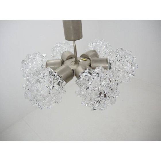 Image 1 of Vintage-Kronleuchter aus Nickel und Glas von Kamenicky Senov, Tschechoslowakei 1970