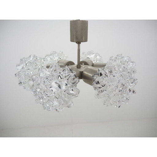 Vintage-Kronleuchter aus Nickel und Glas von Kamenicky Senov, Tschechoslowakei 1970