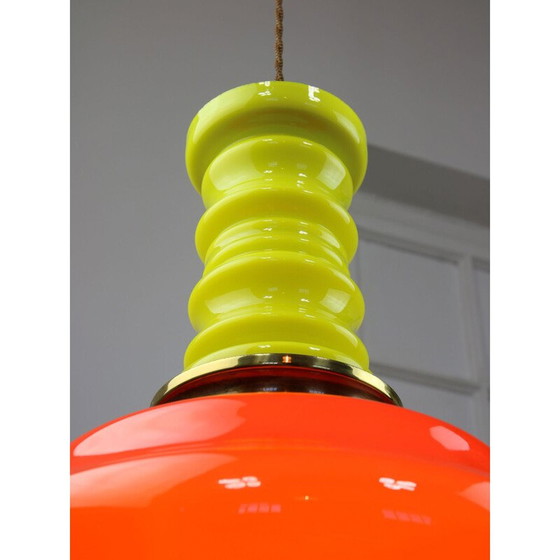 Image 1 of Vintage Neonglas und Messing Pendelleuchte
