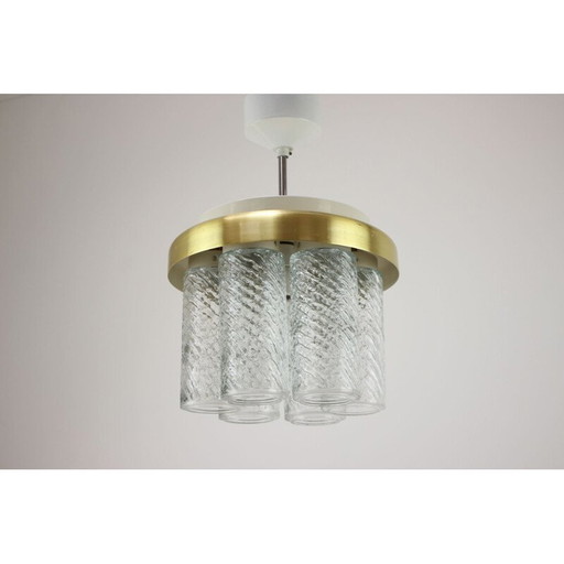 Vintage-Kronleuchter aus Metall und Glas von Kamenický Šenov, Tschechoslowakei 1970