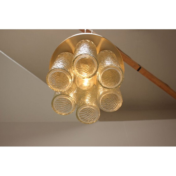 Image 1 of Vintage-Kronleuchter aus Metall und Glas von Kamenický Šenov, Tschechoslowakei 1970