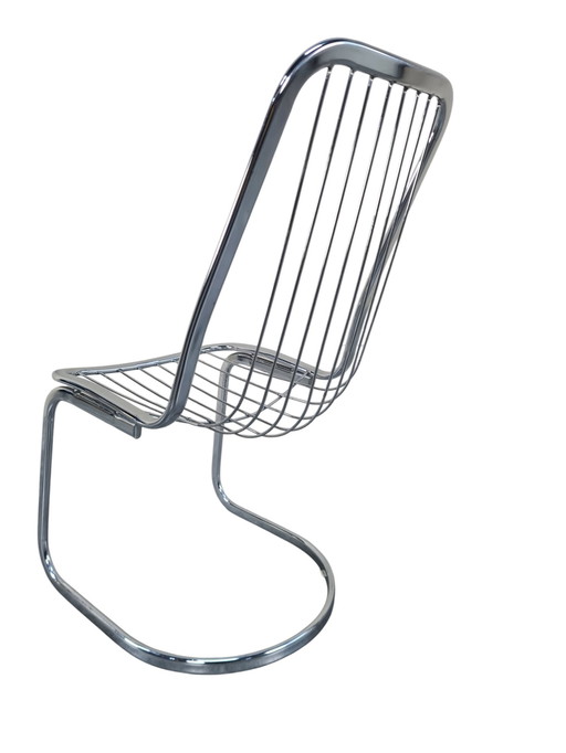 4 X Gastone Rinaldi Stil verchromt röhrenförmigen High-End-italienischen Esszimmerstühle