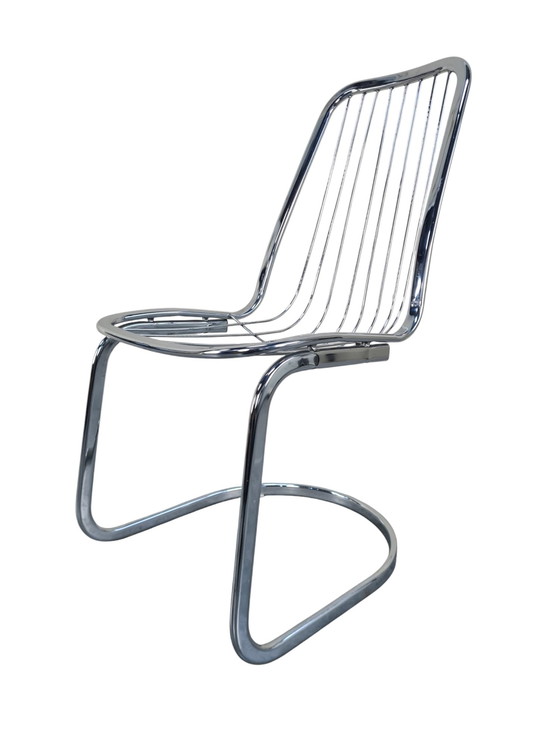 Image 1 of 4 X Gastone Rinaldi Stil verchromt röhrenförmigen High-End-italienischen Esszimmerstühle