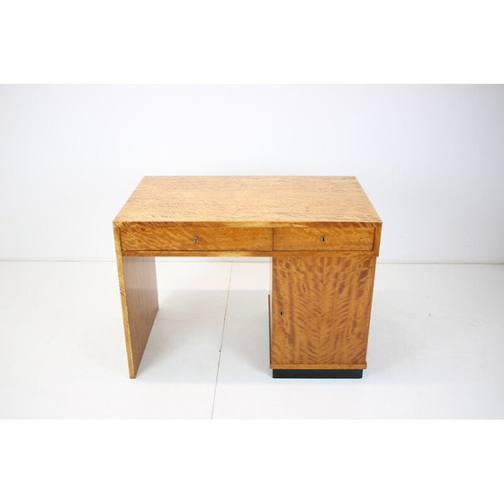 Image 1 of Vintage Art Deco Holzschreibtisch, Tschechoslowakei 1930