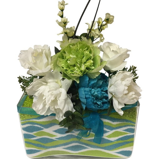 Vintage künstlerische Dekoration Art Design in dickem Glas bunten Sand Dünen Muster