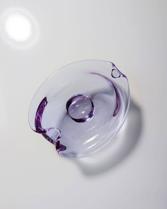 Image 1 of Vintage Alexandrit Glas Schale Aschenbecher Neodym Böhmen 50Er Mid Century Sklo Union Cz