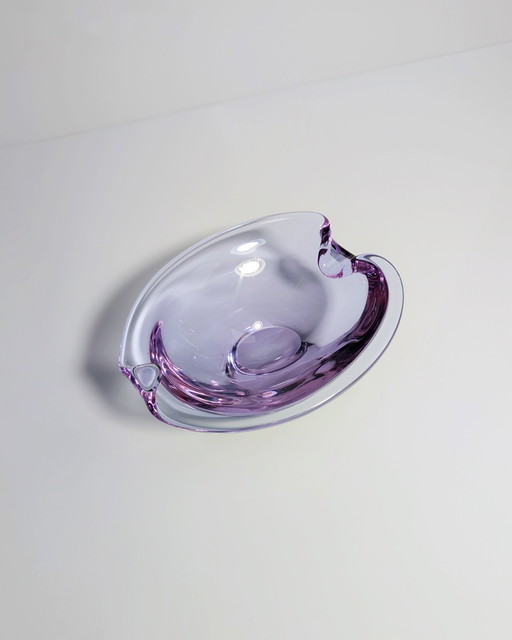 Vintage Alexandrit Glas Schale Aschenbecher Neodym Böhmen 50Er Mid Century Sklo Union Cz