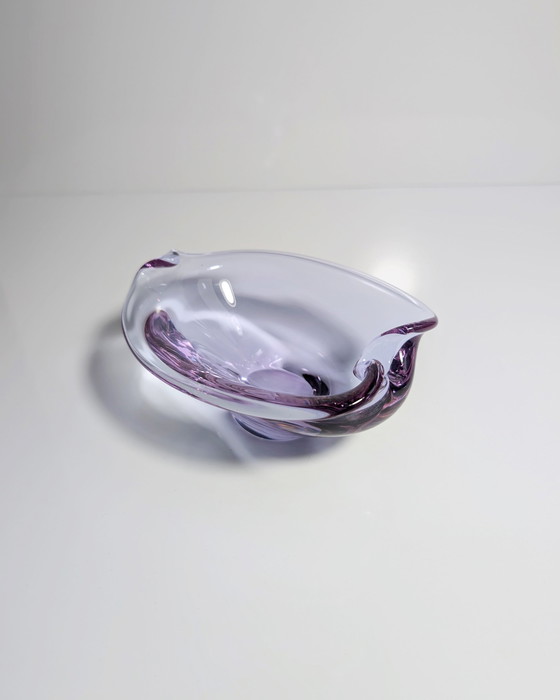 Image 1 of Vintage Alexandrit Glas Schale Aschenbecher Neodym Böhmen 50Er Mid Century Sklo Union Cz