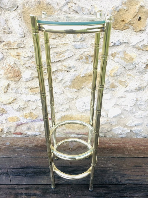 Vintage Beistelltisch aus Messing und Glas in Bambusoptik, 1940er Jahre