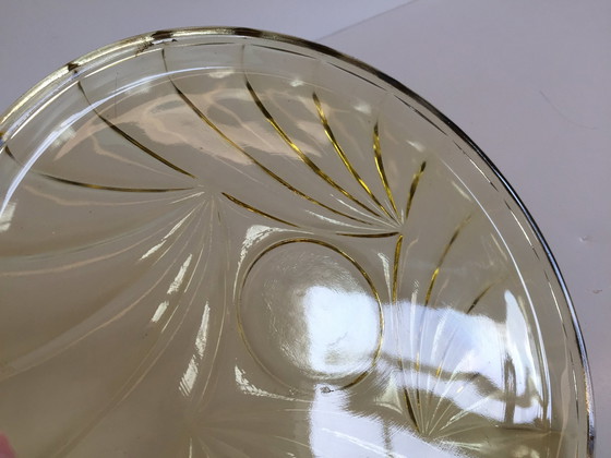 Image 1 of Tablett Und Karaffe Art Deco Glas Gelb Ambra Frankreich