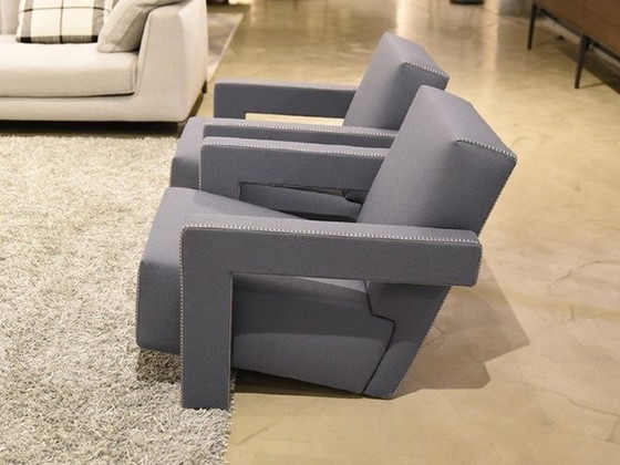 Image 1 of Cassina Sessel 637 Utrecht (New-Never Used) In weichen und flauschigen Wolle In Grau Taupe Farbe