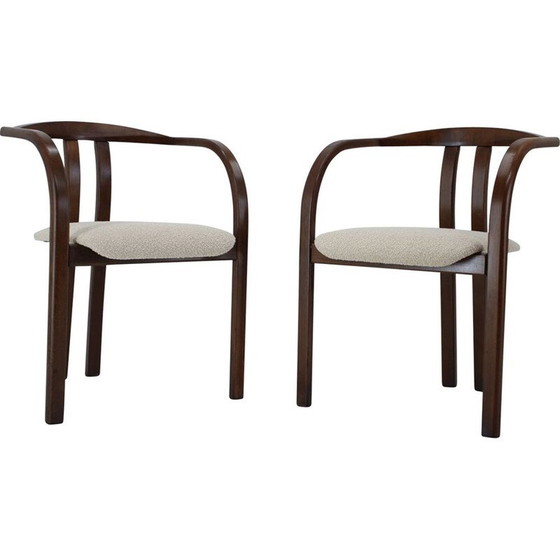 Image 1 of Vintage-Stühle mit weißem, gekräuseltem Stoff von Ton, Tschechoslowakei 1980