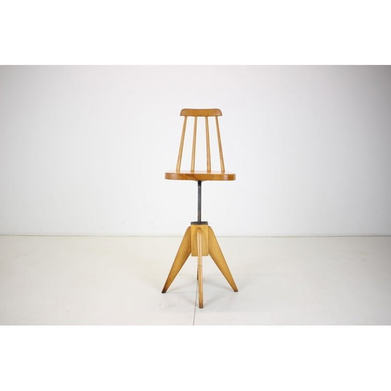 Image 1 of Mid Century Holz-Drehsessel, Tschechoslowakei 1970er Jahre