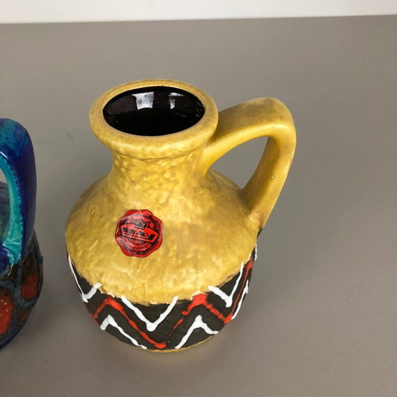 Image 1 of Paar Vintage-Vasen aus mehrfarbiger Lava-Keramik von Bay Ceramics