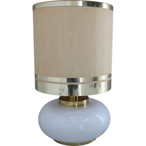Vintage Tischlampe aus Glas und Messing, Italien 1970er