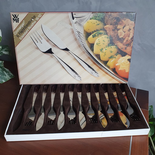 Fischbesteck 70er Jahre von Cromargan 5-teilig Neu In Box