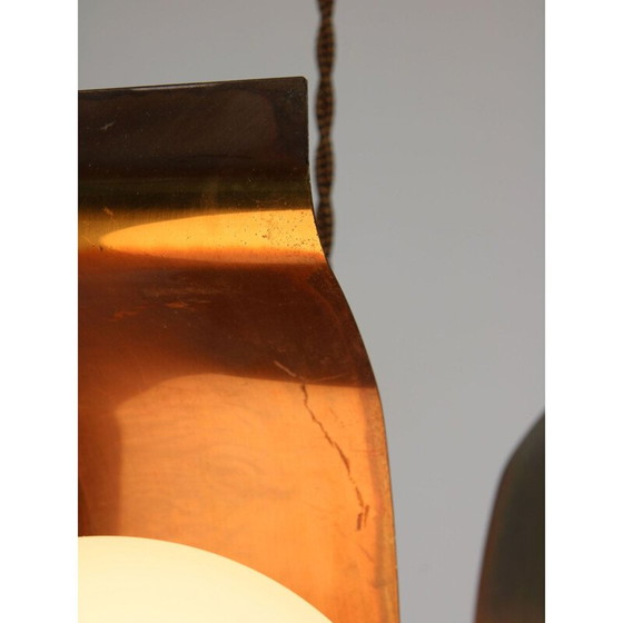 Image 1 of Minimalistischer Vintage-Kronleuchter aus Kupfer, 1970er Jahre