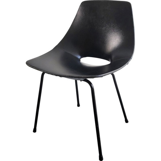 Image 1 of Vintage Tonneau Stuhl aus Metall und Skai von Pierre Guariche für Steiner, 1950