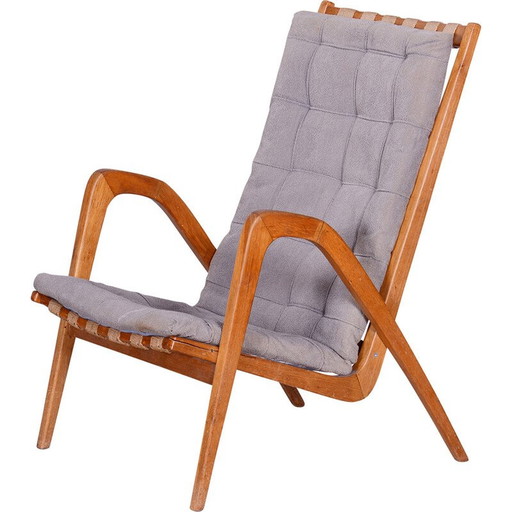 Vintage-Sessel aus grauer Eiche von Jan Vanek, Tschechoslowakei 1950