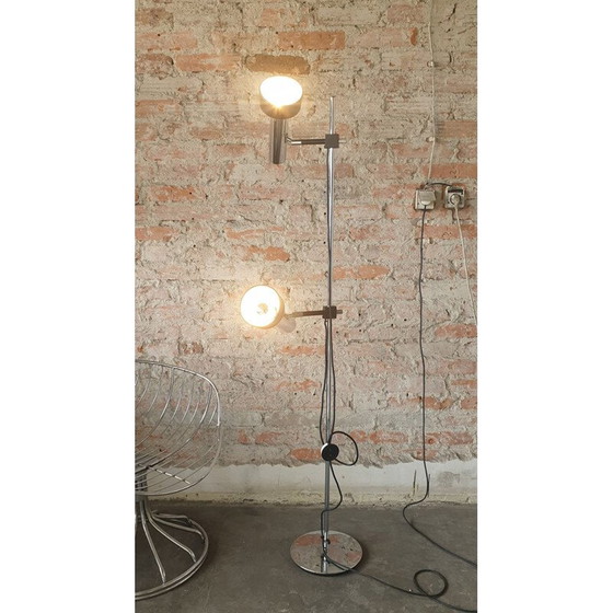 Image 1 of Vintage Stehlampe Silber-Schwarz, 1970