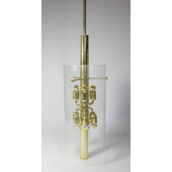 Image 1 of Vintage-Pendelleuchte aus Glas und Messing von Limburg, 1970er Jahre