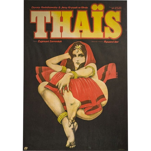 Vintage-Plakat des Films "Thais" von Jakub Erol, Polen 1984