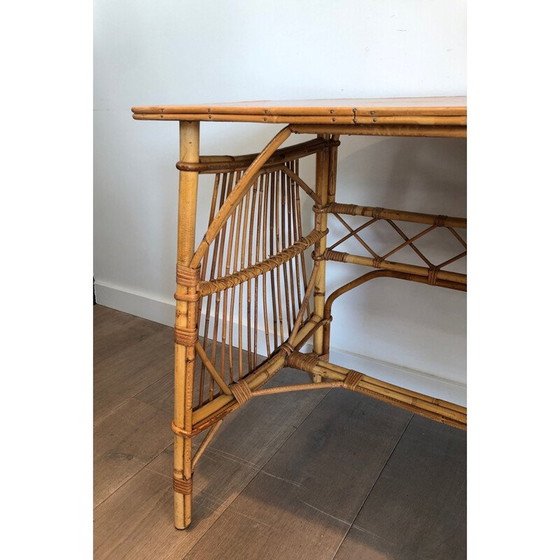 Image 1 of Schreibtisch aus Rattan von Audois Minet, Frankreich 1970