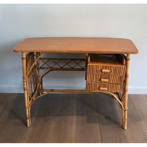 Image 1 of Schreibtisch aus Rattan von Audois Minet, Frankreich 1970
