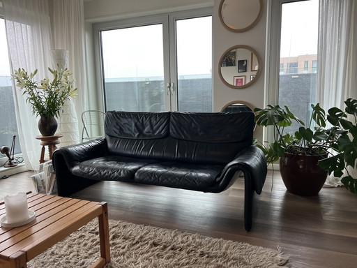 De Sede 2-Sitzer Sofa Schwarzes Leder