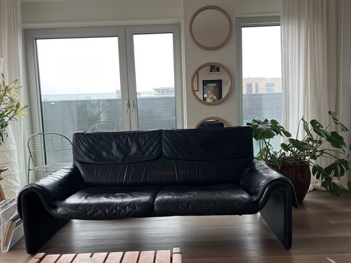 De Sede 2-Sitzer Sofa Schwarzes Leder