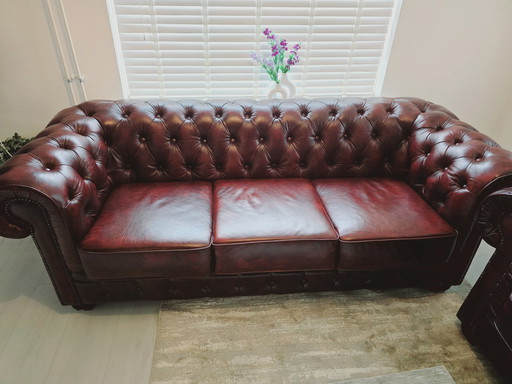 2X Chesterfield Dreisitzersofa