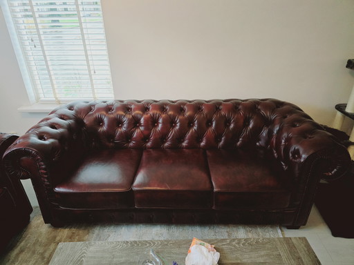 2X Chesterfield Dreisitzersofa