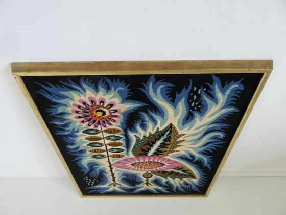 Image 1 of Großer Wandteppich, Psychedelisches Blumenmotiv, Futuristisch, Modernistisch 70er Jahre