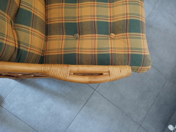 Image 1 of Vintage Sessel aus Bambus und Rattan, zweifarbig, Tartan-Look