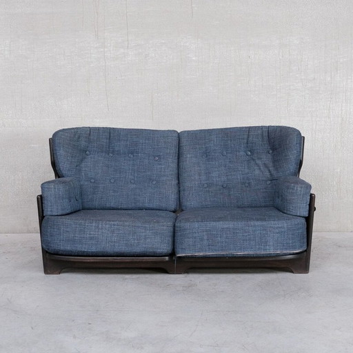 Eichenholzsofa "Denis" aus der Mitte des Jahrhunderts von Guillerme et Chamrbon, Frankreich 1960er Jahre