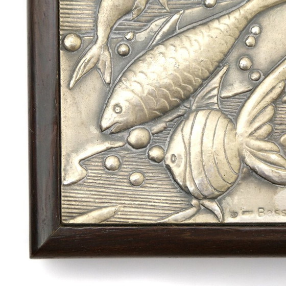 Image 1 of Vintage-Holzkiste mit silbernem geprägtem Deckel von Renato Bassoli, 1960