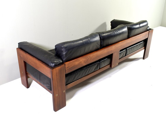 Image 1 of BASTIANO Sofa aus schwarzem Leder von Afra und Tobia Scarpa für KNOLL - Italien, 1962