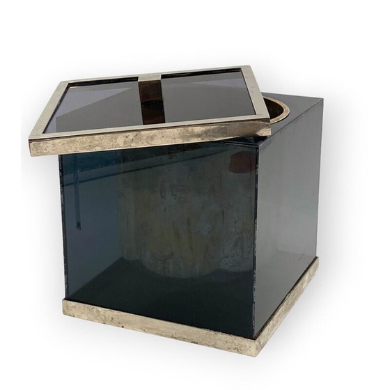 Image 1 of Eiskübel aus blauem Plexiglas und Messing, Italien, 1970er Jahre