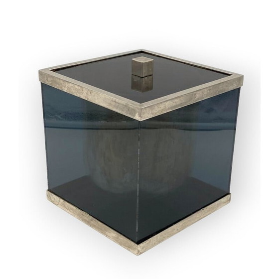 Image 1 of Eiskübel aus blauem Plexiglas und Messing, Italien, 1970er Jahre