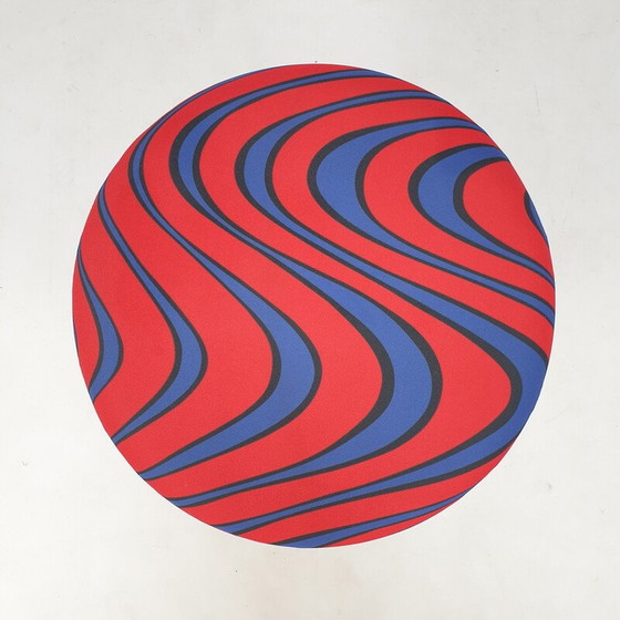 Image 1 of Champignon-Pouf aus blauem und rotem Momentum-Stoff von Pierre Paulin für Artifort, 1960